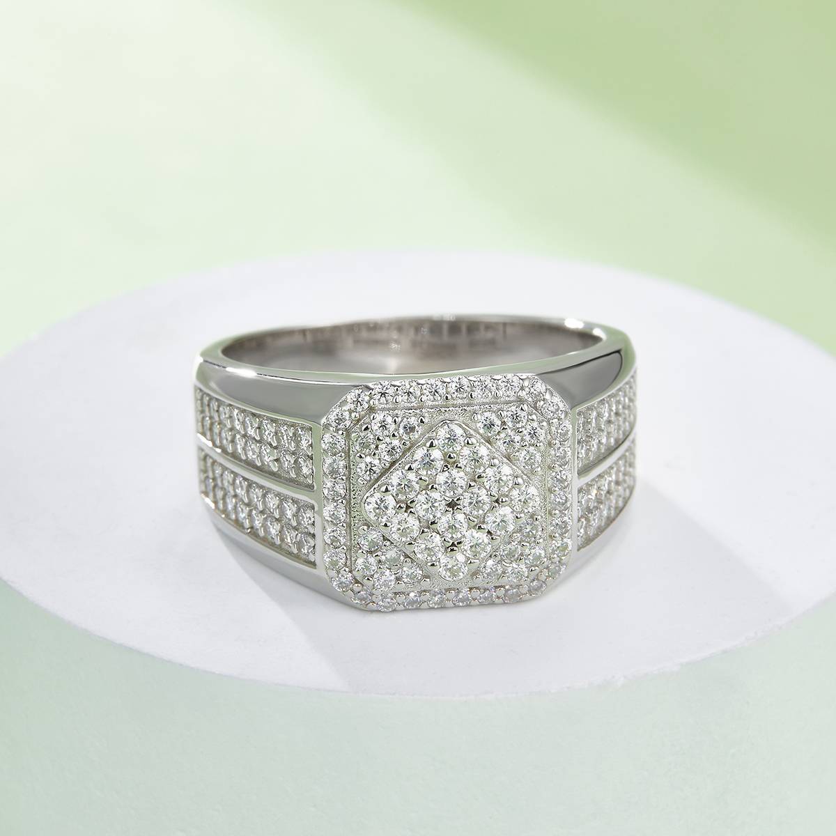 R6473 luxury setting S925 silver plated white gold Moissanite diamond men's ring, cherry stone D-grade 1.0 carat